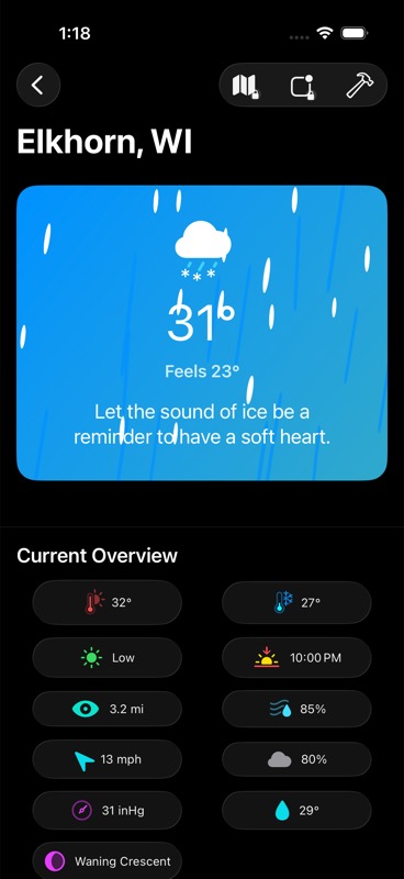 Noah Weather forecast screen